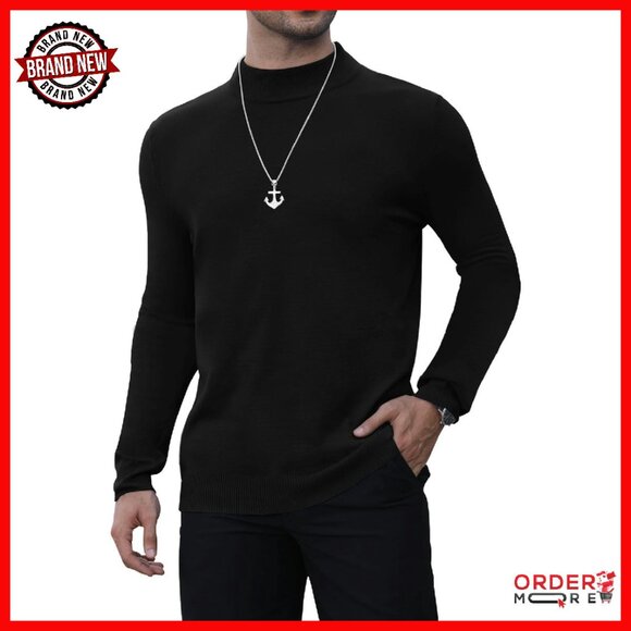 Men's Mock Turtleneck Pullover Sweater Lightweight Knitted Slim Fit